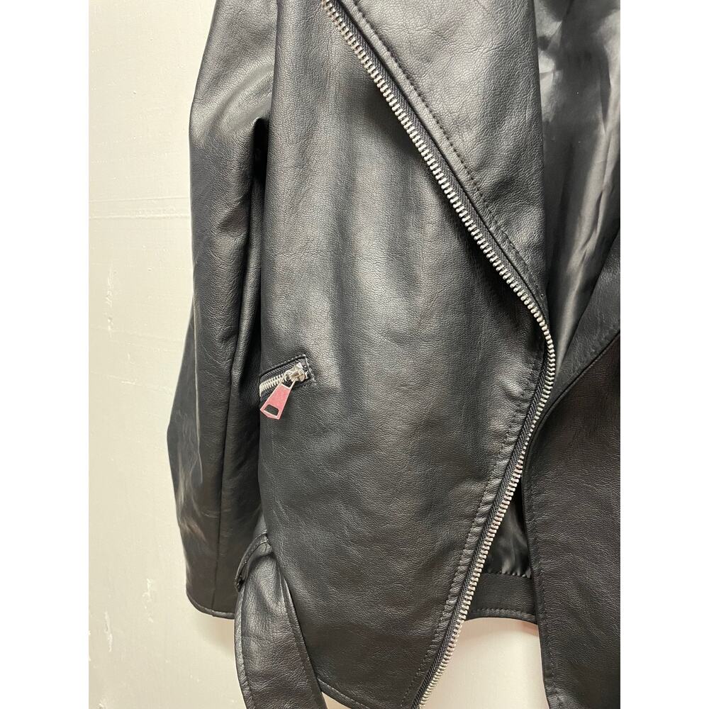 Misguided US 6 Medium Size Black Faux Leather Motorcycle Jacket Retro T-Birds - Picture 12 of 12